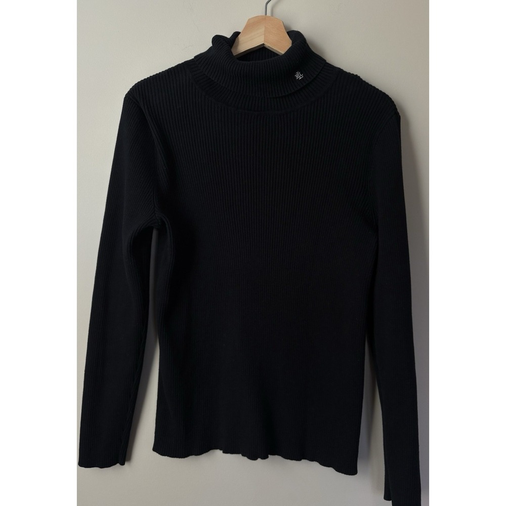Women's Y2K Lauren Ralph Lauren Black Turtleneck Size Large